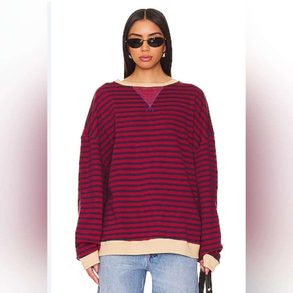We The Free , Free People Classic Striped Crewneck Candem in Nautical Combo